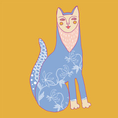 Vector Decorative Illustration Cat For Print - 589159285