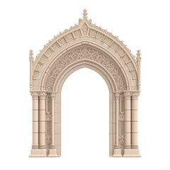 Obraz premium Stone vintage arch door Elements of the architecture of buildings in the Gothic style on isolated transparent background png. Generative ai