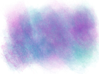 Soft light brush strokes with purple and blue colors on transparent background. Digital illustration of brush paint stains with grainy texture. PNG element.
