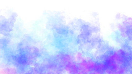 Purple and Blue ink smoke in style of watercolor on transparent background. Abstract colorful clouds illustration. PNG element.