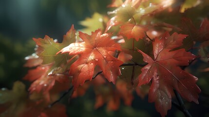 Fototapeta premium Maple Tree Leaves Background, Image Ai Generated