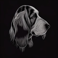 Basset Hounds Dog Breed Isolated on Black Background. Generative AI