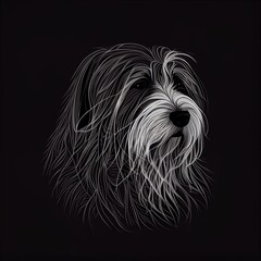 Bearded Collies Dog Breed Isolated on Black Background. Generative AI