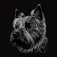 Cairn Terriers Dog Breed Isolated on Black Background. Generative AI