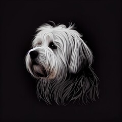Naklejka na ściany i meble Coton de Tulear Dog Breed Isolated on Black Background. Generative AI