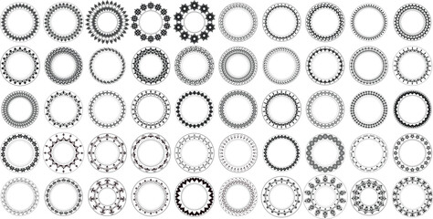 Vintage hand drawn Circular rounded Frames Set 50