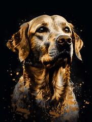 striking golden Dog artwork that adds a touch of opulence to any space - generative ai