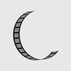 Fototapeta premium film roll with film strip. Warped film strip with wavy style, with film frame number and details. Film strip realistic isolated vector image. film strip illustration. 