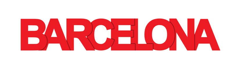 BARCELONA. Red banner with the name of the city of Spain.