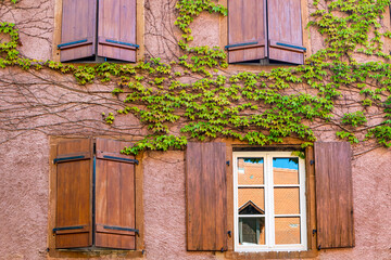 Old window on the Vintage house, Eguisheim, France
