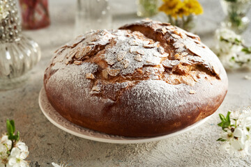 Sweet Easter bread on a table