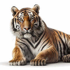 Obraz premium Tiger, in front of white background, AI generated