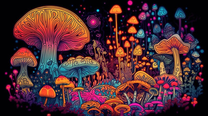 Neon Mushrooms
