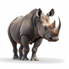 Rhinozerosse, threatened animal species with horn, ai generated