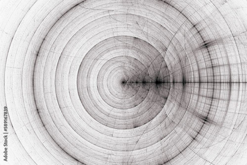 Aufkleber black round pattern of curved waves and strokes on a white background. abstract fractal 3d rendering