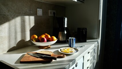 Breakfast in the sunny morning, scandinavian style
