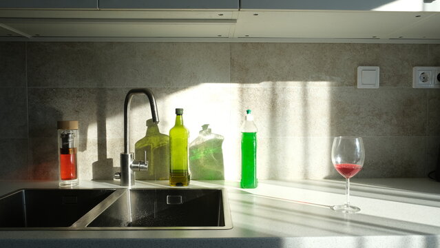 Morning light in the kitchen, dish washing