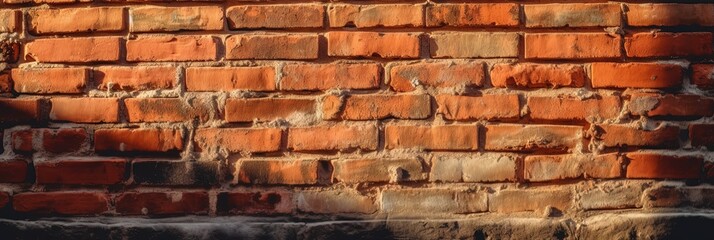 Sun kissed Vintage Brick Wall  Burnt Orange Shade, Generative AI