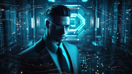 Data security and cyber privacy professional concept wallpaper. Generative AI