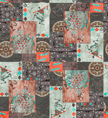 Traditional box pattern design wallpaper works digital artwork 