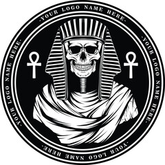 Mummy mascot logo black & white