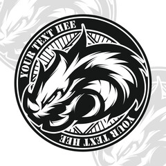 Dragon mascot logo black & white