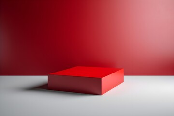 Obraz premium Simplicity and Minimalism: Creative product red podium/platform mockup, AI generated 