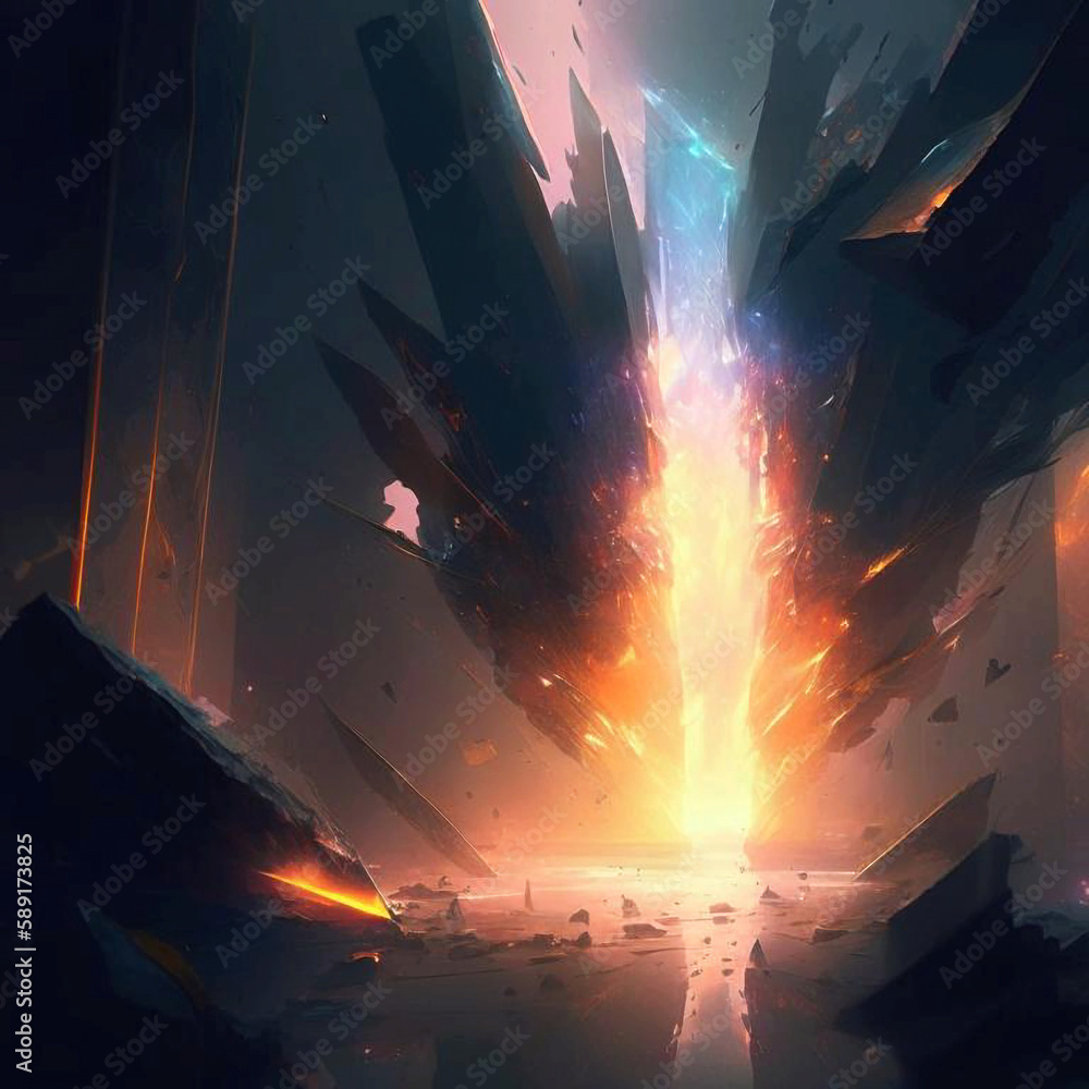 Poster abstract and minimalistic background of lava destruction, planet birth. generative ai.