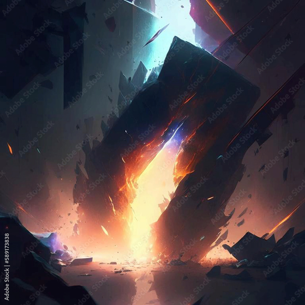 Poster abstract and minimalistic background of lava destruction, planet birth. generative ai.