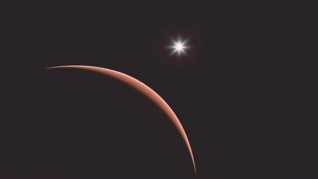 Planet Mars in the Starry Sky of Solar System in Space.