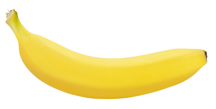 Single ripe banana isolated on transparent background