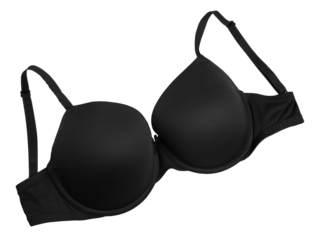 Black female bra isolated on transparent background