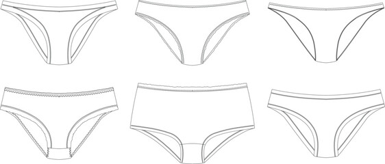 Template women underpants vector illustration flat sketch design outline