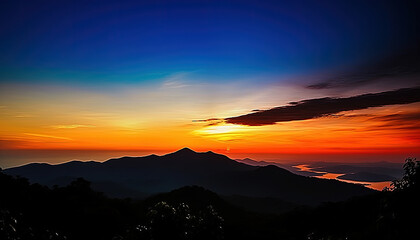 Obraz premium sunset over the mountains. Created using generative AI.