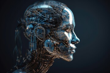 Generative AI image of robot profile, Generative AI