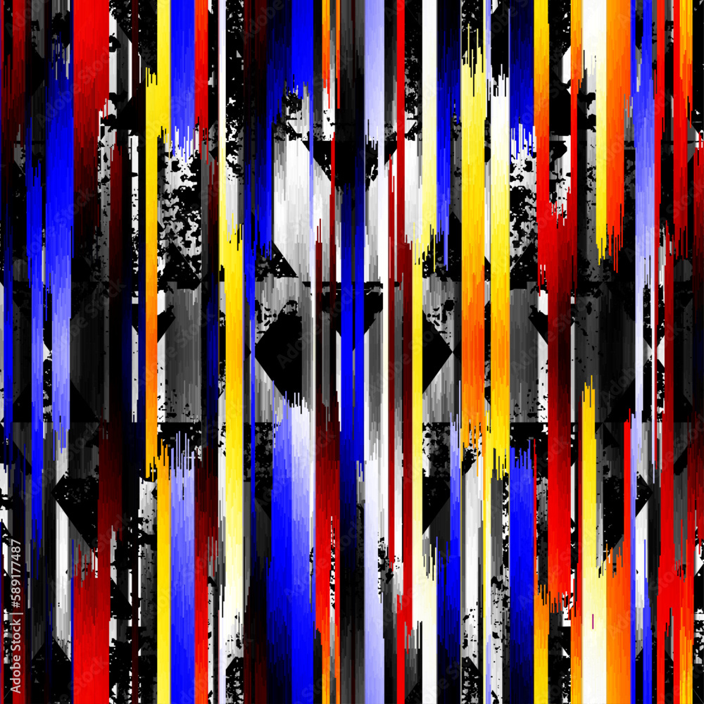 Poster Vector image with imitation of grunge melange lines texture. Seamless image