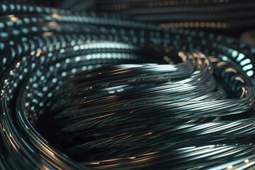 Close - up Of Wire Rolled On Metal, Generative AI