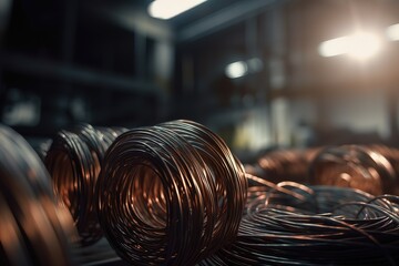 Close - up Of Wire Rolled On Metal, Generative AI