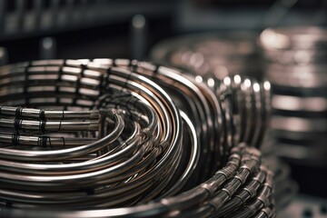 Close - up Of Wire Rolled On Metal, Generative AI