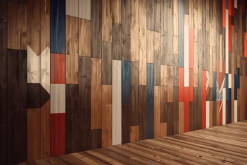 Close - up Of Flags Against Wooden Wall, Generative AI