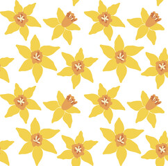 vector seamless pattern daffodil flowers yellow