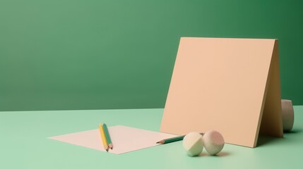 minimal scene with blank paper and pencil