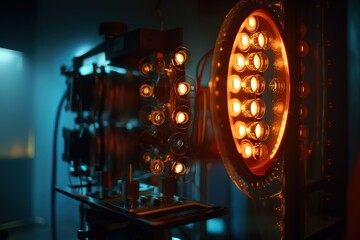 Close - up Of Illuminated Lighting Equipment, Generative AI