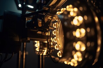 Fototapeta premium Close - up Of Illuminated Lighting Equipment, Generative AI