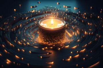 High Angle Close - up Of Glowing Candle During Christmas, Generative AI