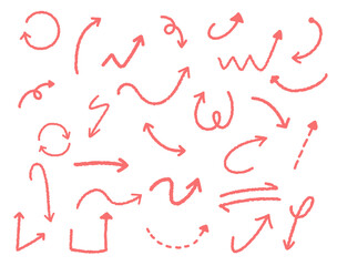 Red arrow element with various directions, rising and falling patterns
