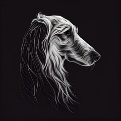 Obraz na płótnie Canvas Borzois Dog Breed Isolated on Black Background. Generative AI