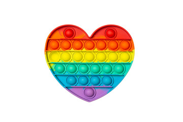 POP IT fidget toy antistress heart-shaped in rainbow colors
