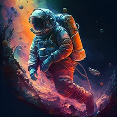 Fototapeta premium Astronaut Lost In Space