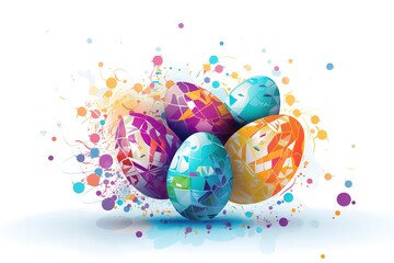 Fototapeta na wymiar Colorful easter eggs on a white background - design concept vector illustration - Generative Ai, Generative AI
